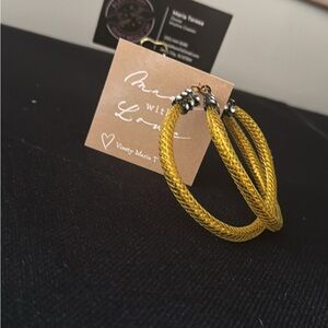 Vibrant Yellow Mesh Hoop Earrings